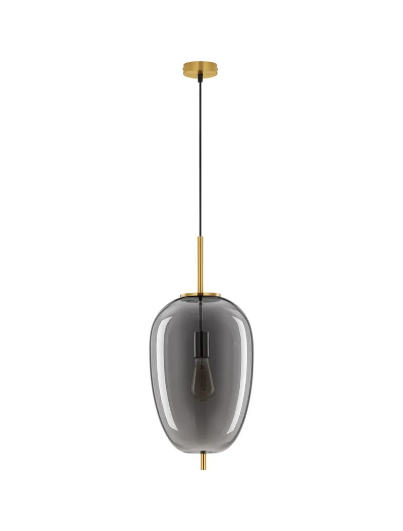 B-Ware Nova Luce Pendelleuchte Hängeleuchte LATO E27 LED Gold Rauchig Dimmbar Glas 27cm