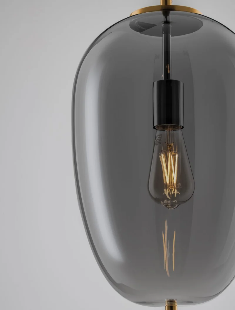 B-Ware Nova Luce Pendelleuchte Hängeleuchte LATO E27 LED Gold Rauchig Dimmbar Glas 27cm