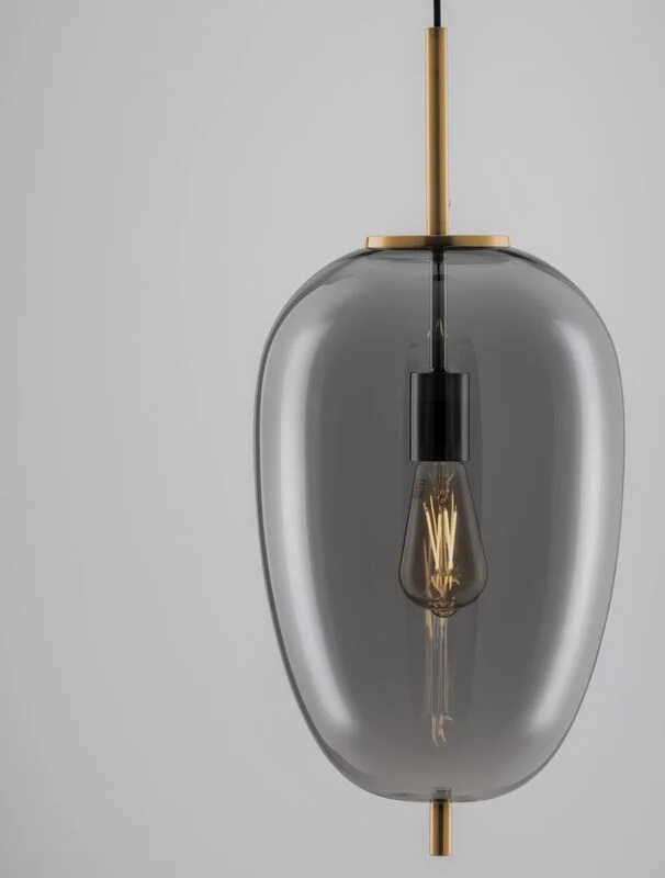 B-Ware Nova Luce Pendelleuchte Hängeleuchte LATO E27 LED Gold Rauchig Dimmbar Glas 27cm