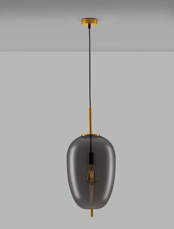 B-Ware Nova Luce Pendelleuchte Hängeleuchte LATO E27 LED Gold Rauchig Dimmbar Glas 27cm