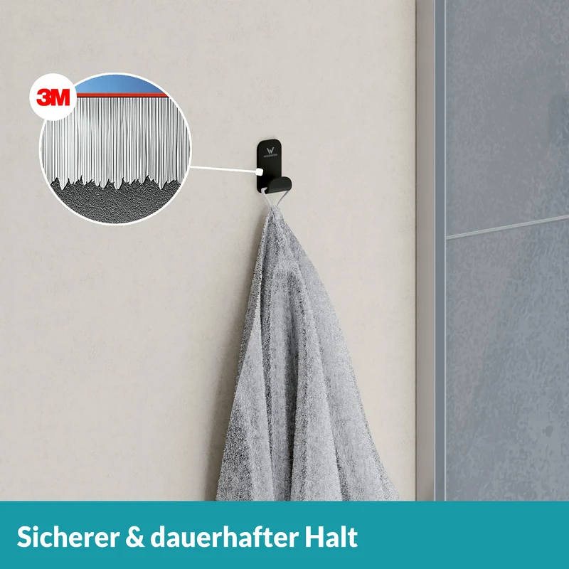35x B-Ware WEISSENSTEIN Aufhänger Handtuchhaken Schwarz Edelstahl selbstklebend 35 STÜCK
