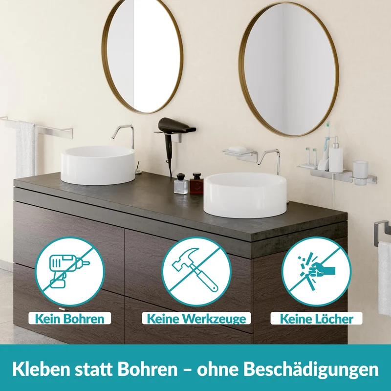 B-Ware Weissenstein Handtuchstange Stange WOMO Handtuchhalter Silber 60cm selbstklebend