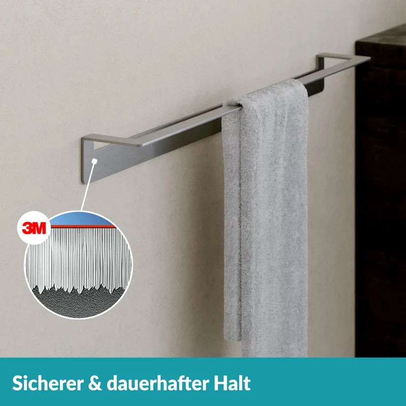 B-Ware Weissenstein Handtuchstange Stange WOMO Handtuchhalter Silber 60cm selbstklebend