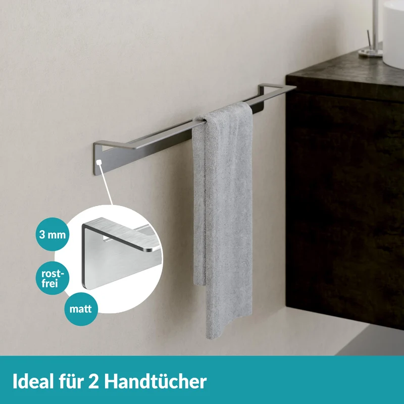 B-Ware Weissenstein Handtuchstange Stange WOMO Handtuchhalter Silber 60cm selbstkleb919