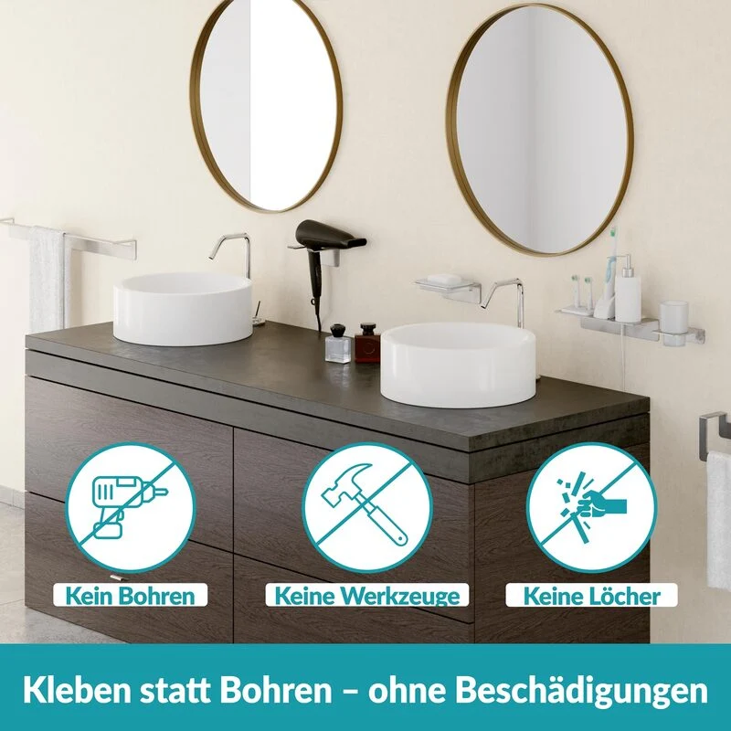 B-Ware Weissenstein Handtuchstange Stange WOMO Handtuchhalter Silber 60cm selbstkleb919