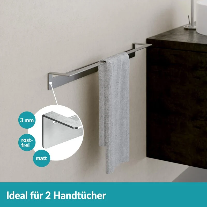 B-Ware Weissenstein Handtuchstange Stange WOMO Handtuchhalter Silber 60cm selbstkleb919