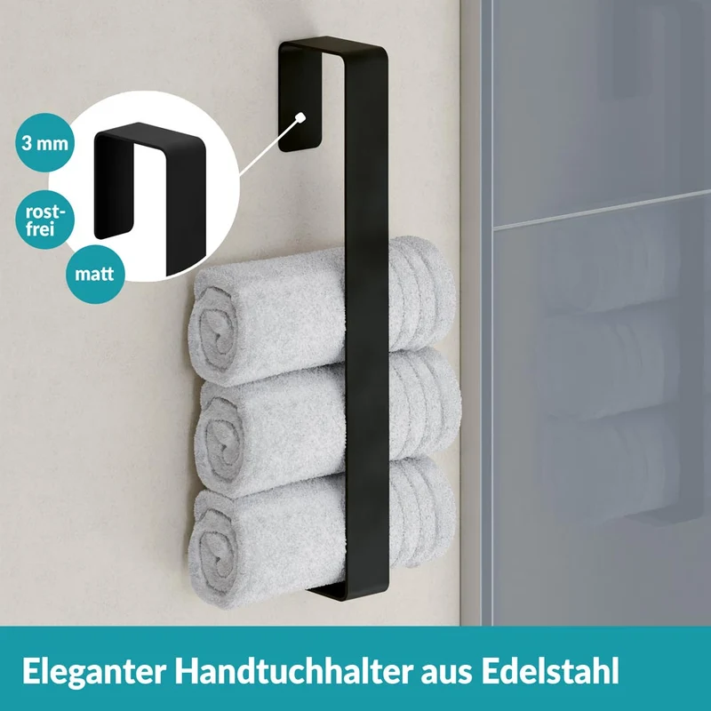 B-Ware WEISSENSTEIN Handtuchhalter Handtuchstange Senkrecht WOMO Schwarz Klebemonta764