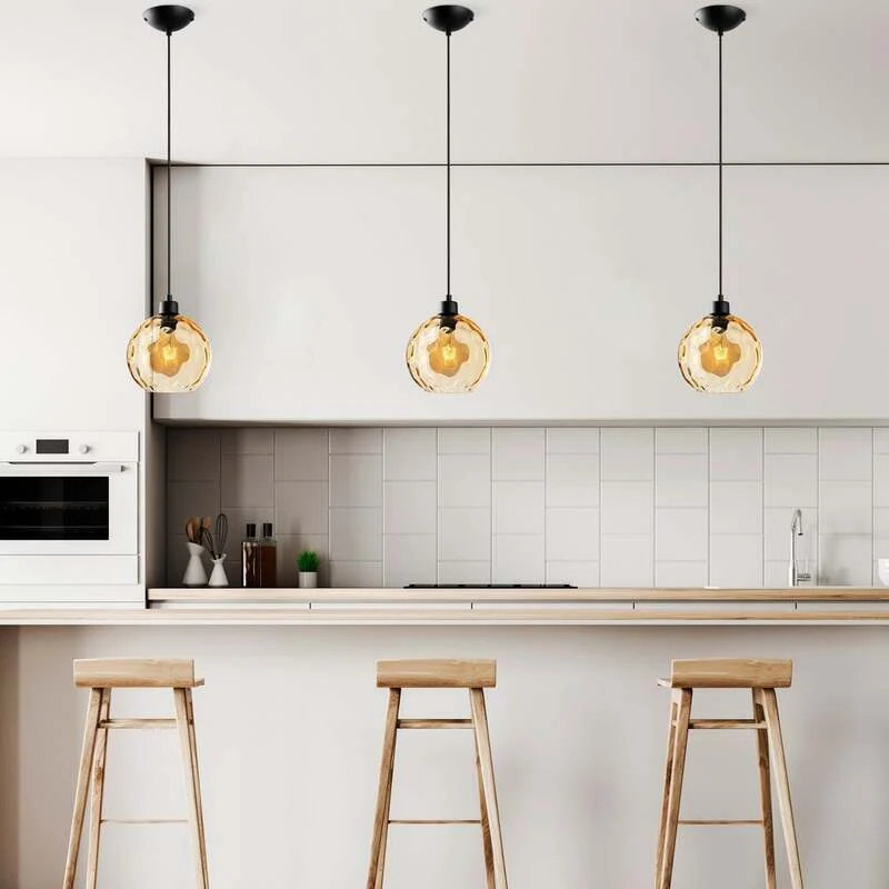 B-Ware Opviq Pendelleuchte Hängelampe Benek Glas gelb getönt Lampe Beleuchtung