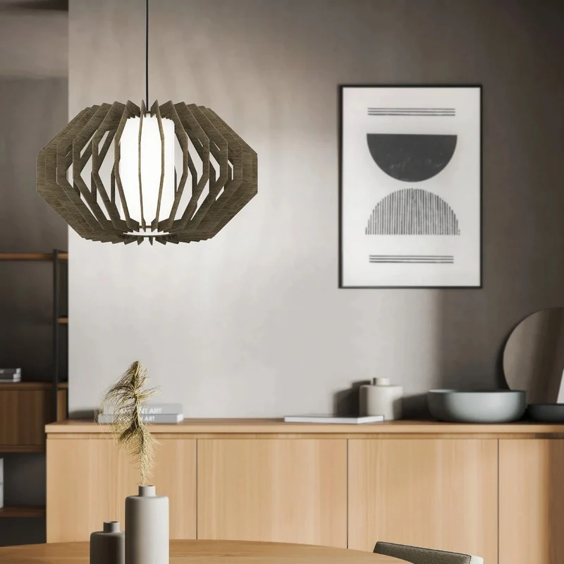 B-Ware EGLO Hängeleuchte Pendelleuchte Lampe Rusticaria Holz Glas braun weiß E27 LED