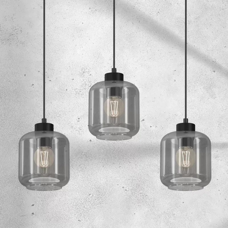 B-Ware Eko-Light Hängeleuchte Sombra Hängelampe Deckenlampe rauch dreiflammig länglich