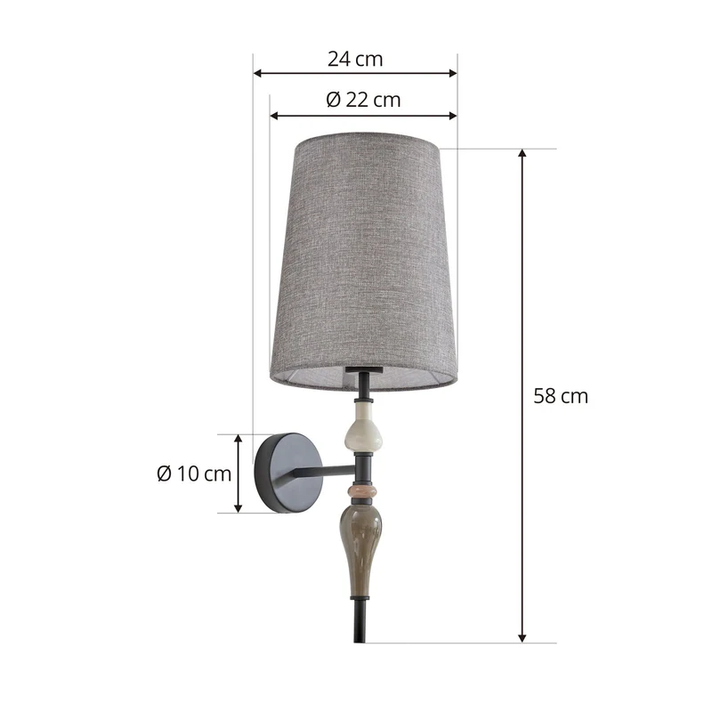 B-Ware Lindby Wandleuchte Haldorin, grau/schwarz Textil 58 cm Wandlampe Lampe Leuchte