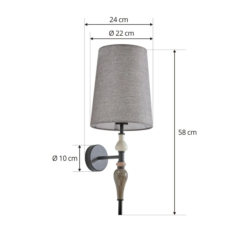 B-Ware Lindby Wandleuchte Haldorin, grau/schwarz Textil 58 cm Wandlampe Lampe Leuchte