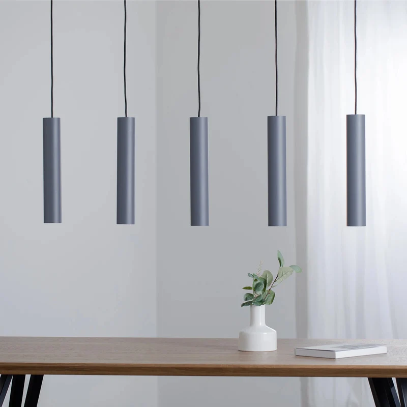 B-Ware Hängeleuchte Brenta Pendelleuchte grau Stahl GU10 LED Lampe 110 cm 5-flammig