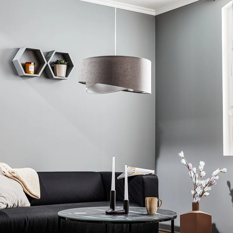 B-Ware Maco Design Pendellampe Hängelampe Vivien Lampe grau weiß silber dreifarbig