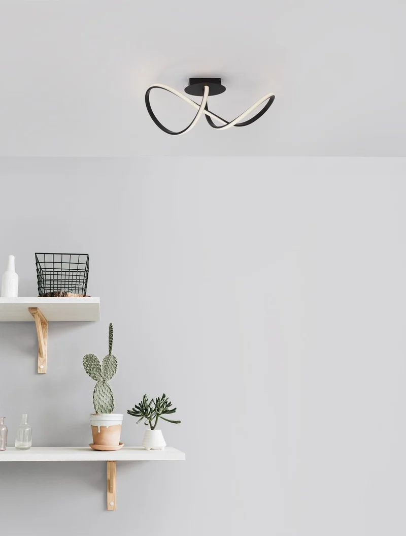 B-Ware Nova Luce Deckenleuchte Deckenlampe LED AMARA Schwarz Warmweiß Aluminium 23 W