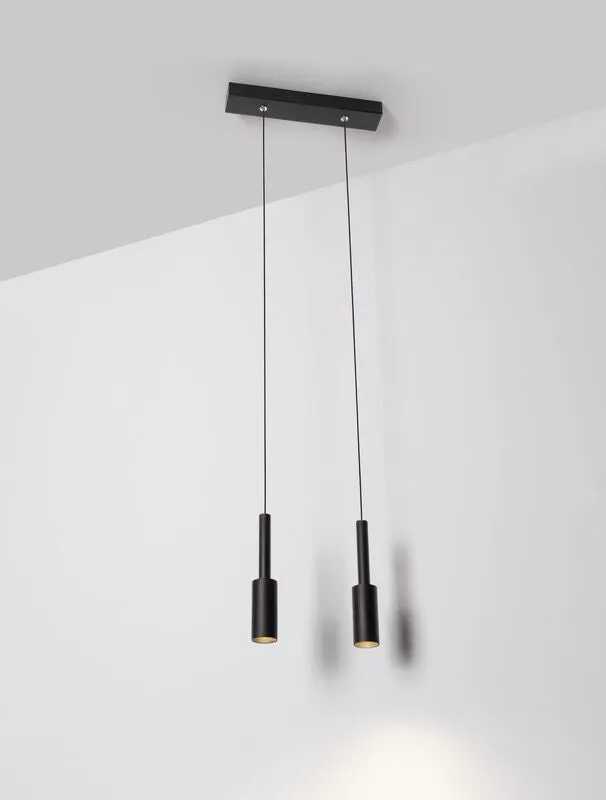 B-Ware Nova Luce Pendelleuchte Hängeleuchte JOY LED Schwarz Warmweiß 2-flammig Leuchte