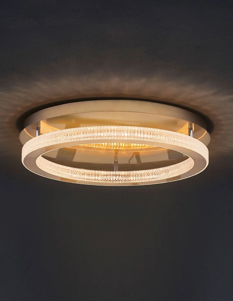 B-Ware Nova Luce Deckenleuchte Deckenlampe LED FIORE Gold Warmweiß dimmbar Kristall