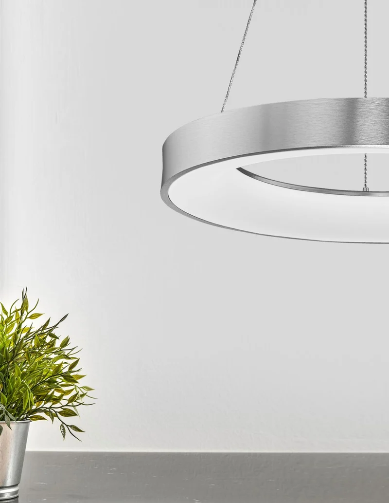 B-Ware Nova Luce Pendelleuchte Hängeleuchte LED RANDO THIN Silber Warmweiß dimmbar 60cm