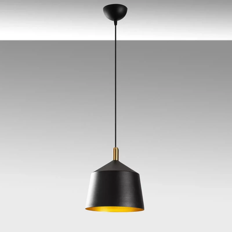 B-Ware Hängeleuchte Saglam 3720 1-flg. Ø25cm schwarz/gold Deckenleuchte Hängelampe