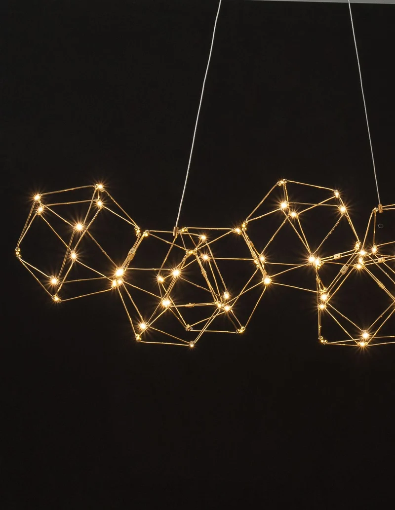 B-Ware Nova Luce Pendelleuchte Hängeleuchte NEBULA LED Gold Warmweiß 33,6 W 108 cm