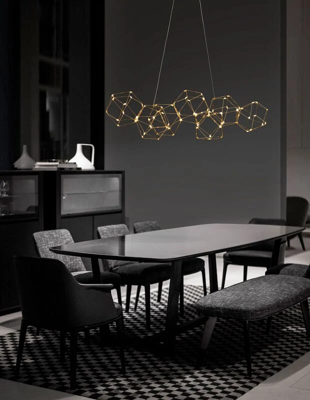B-Ware Nova Luce Pendelleuchte Hängeleuchte NEBULA LED Gold Warmweiß 33,6 W 108 cm