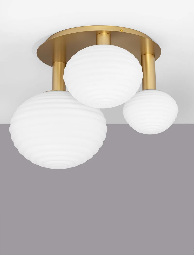 B-Ware Nova Luce Deckenleuchte Deckenlampe ALLEN Gold Weiß E27 LED 3-fach dimmbar Glas