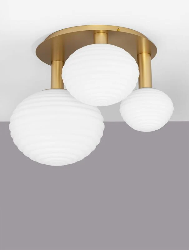 B-Ware Nova Luce Deckenleuchte Deckenlampe ALLEN Gold Weiß E27 LED 3-fach dimmbar Glas