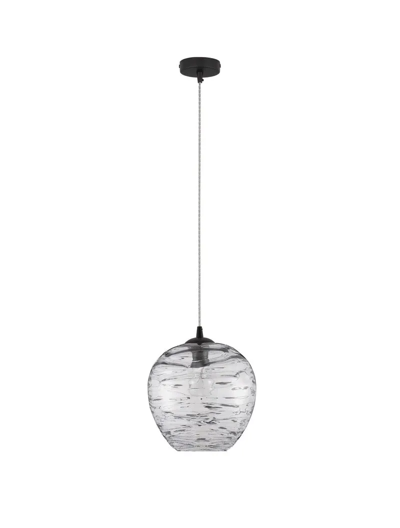 B-Ware Nova Luce Pendelleuchte Hängeleuchte EVLEEN Schwarz Metall Glas E27 LED 120 cm