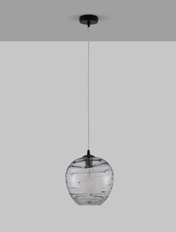 B-Ware Nova Luce Pendelleuchte Hängeleuchte EVLEEN Schwarz Metall Glas E27 LED 120 cm