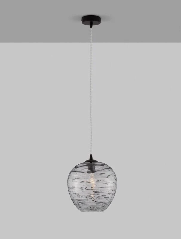 B-Ware Nova Luce Pendelleuchte Hängeleuchte EVLEEN Schwarz Metall Glas E27 LED 120 cm