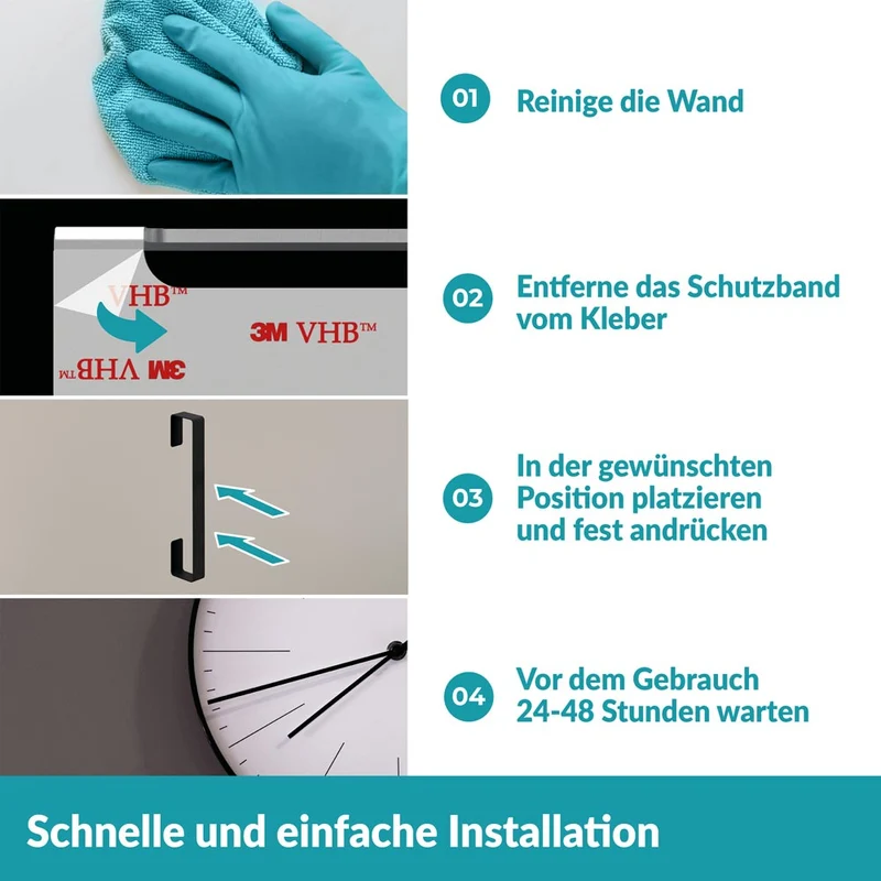 B-Ware WEISSENSTEIN Handtuchhalter Handtuchstange Senkrecht WOMO Schwarz Klebemontage