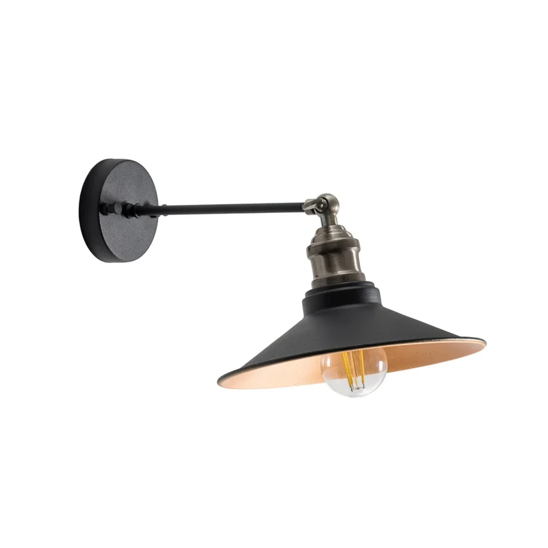 B-Ware Opviq Wandleuchte Wandlampe Saglam schwarz gold konisch Eisen E27 LED Lampe