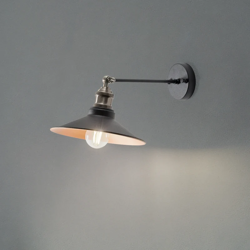 B-Ware Opviq Wandleuchte Wandlampe Saglam schwarz gold konisch Eisen E27 LED Lampe