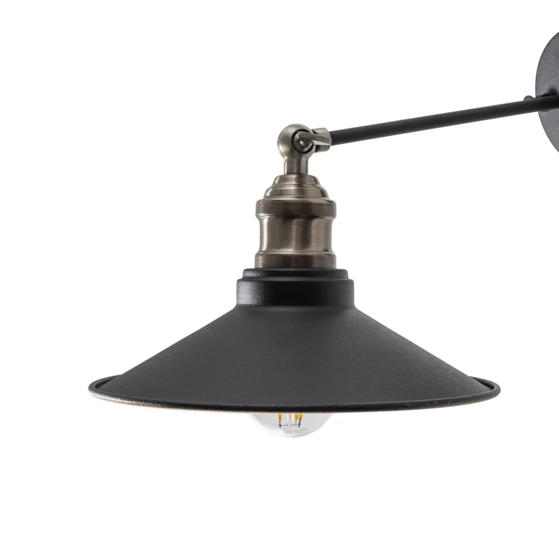 B-Ware Opviq Wandleuchte Wandlampe Saglam schwarz gold konisch Eisen E27 LED Lampe