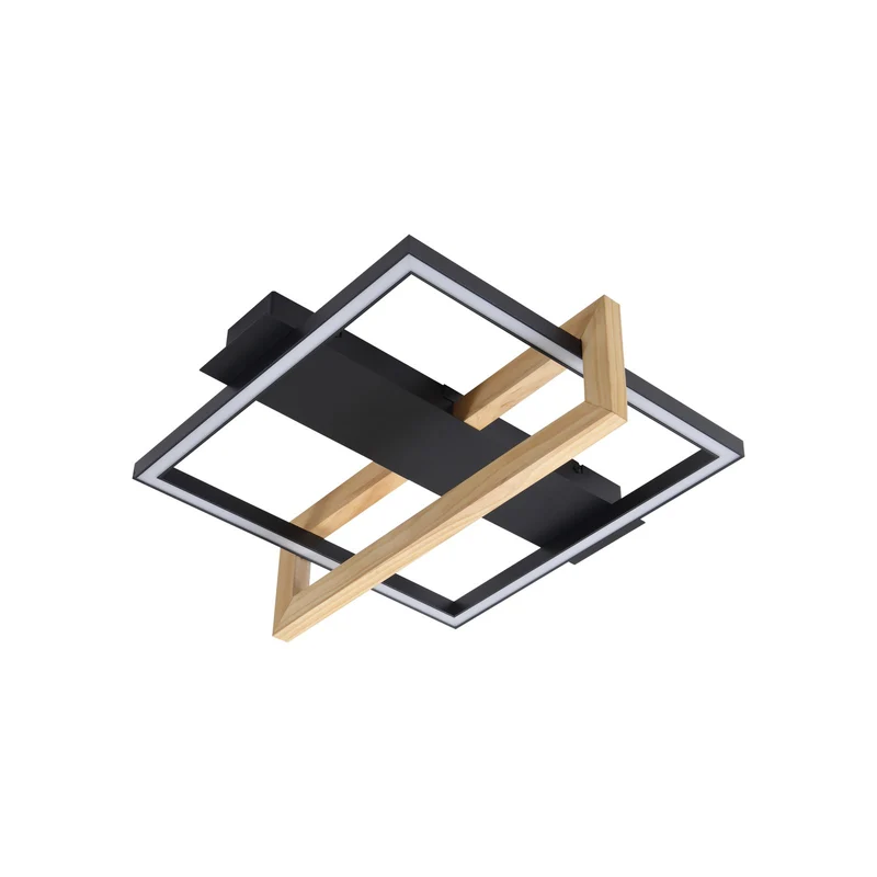 B-Ware Lindby Deckenleuchte Lampe LED schwarz Holz Aluminium Kunststoff Holamu 46cm363
