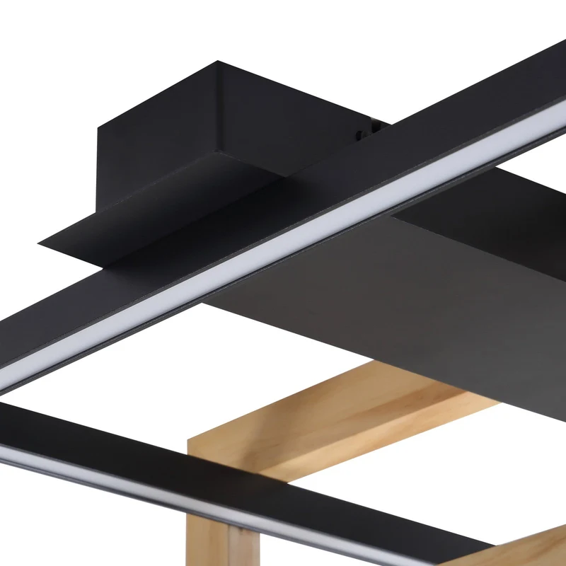 B-Ware Lindby Deckenleuchte Lampe LED schwarz Holz Aluminium Kunststoff Holamu 46cm363