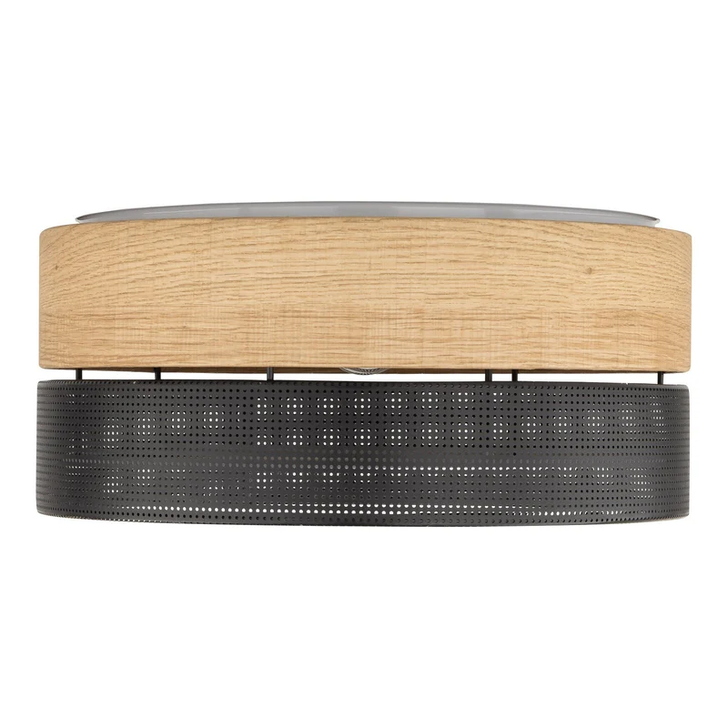 B-Ware Deckenleuchte Nicol Lampe Schwarz Holzoptik E27 LED 4-flammig Ø 50 cm Leuchte