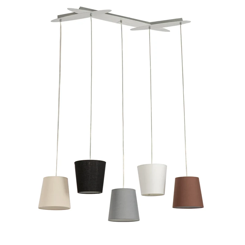 B-Ware Lucande Hängeleuchte Pendellampe Thamila Stoffschirme multicolour 5-flg E27 LED
