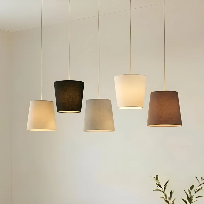 B-Ware Lucande Hängeleuchte Pendellampe Thamila Stoffschirme multicolour 5-flg E27 LED