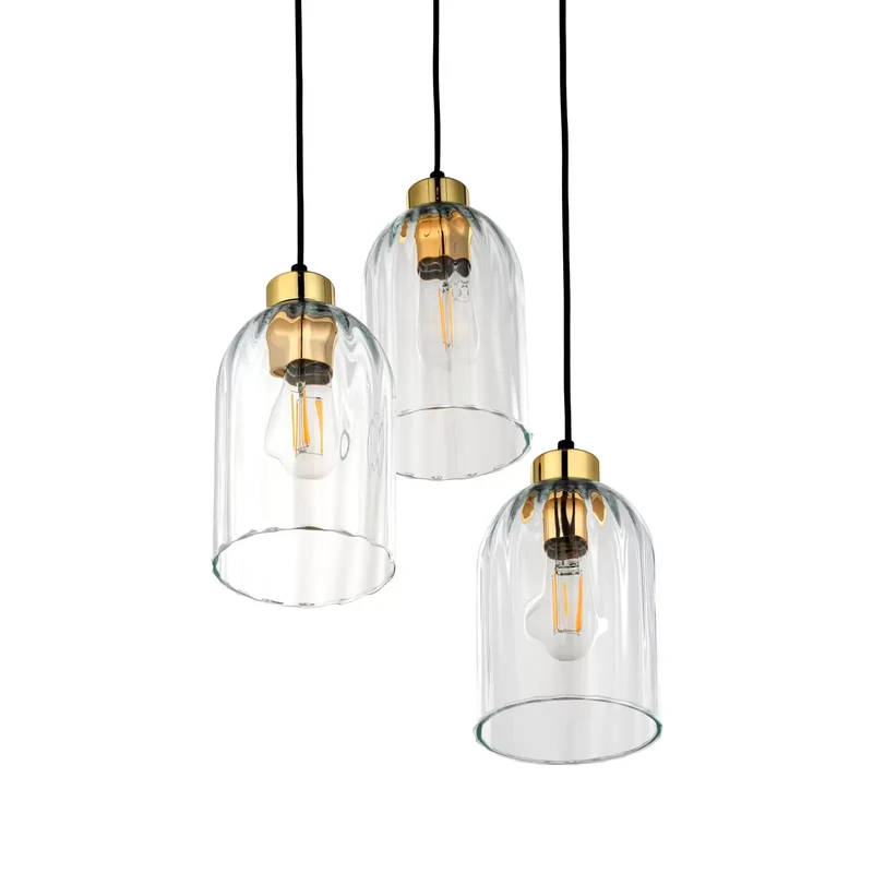 B-Ware Glas-Hängeleuchte Satipo dreiflammig transparent Hängelampe Lampe Leuchte E27