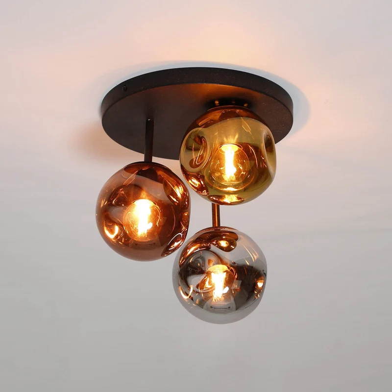 B-Ware Deckenlampe Stellar Deckenleuchte Glas gold silber kupfer E27 LED 3-flammig 30cm