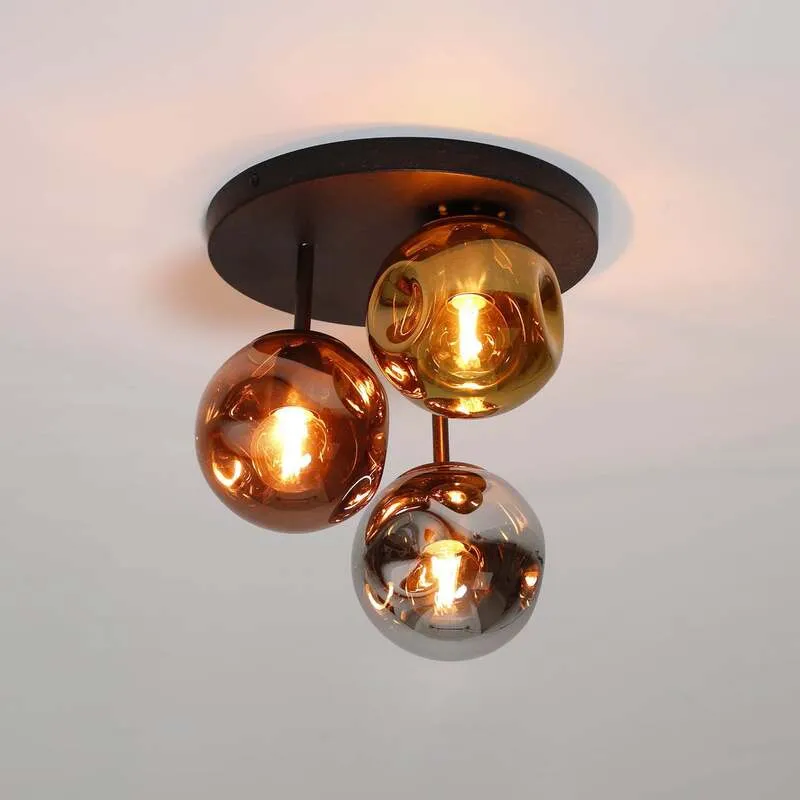 B-Ware Deckenlampe Stellar Deckenleuchte Glas gold silber kupfer E27 LED 3-flammig 30cm