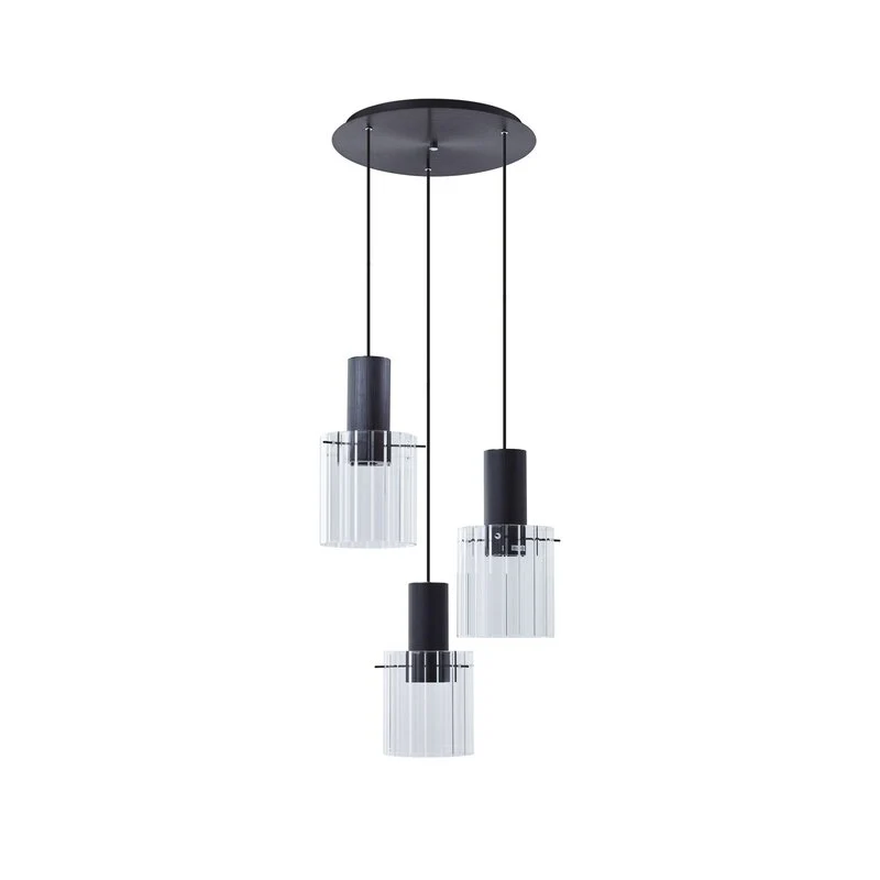 B-Ware Lucande Hängeleuchte Pendelleuchte Eirian schwarz Glas 3-flammig Ø 40 cm140