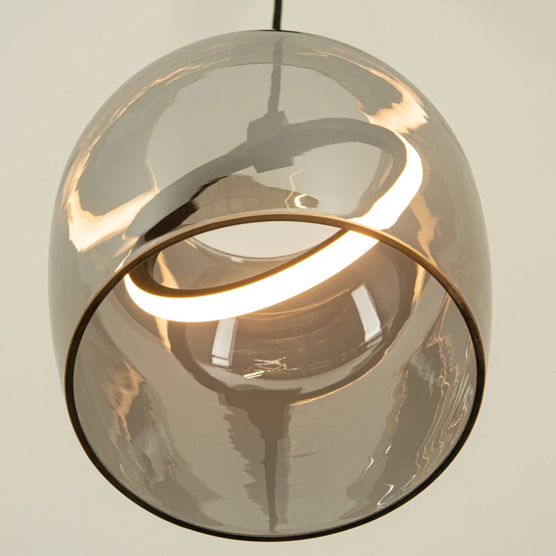 B-Ware Zambelis Hängeleuchte Pendelleuchte LED Glas rauchgrau 1 flammig 23078 20 cm