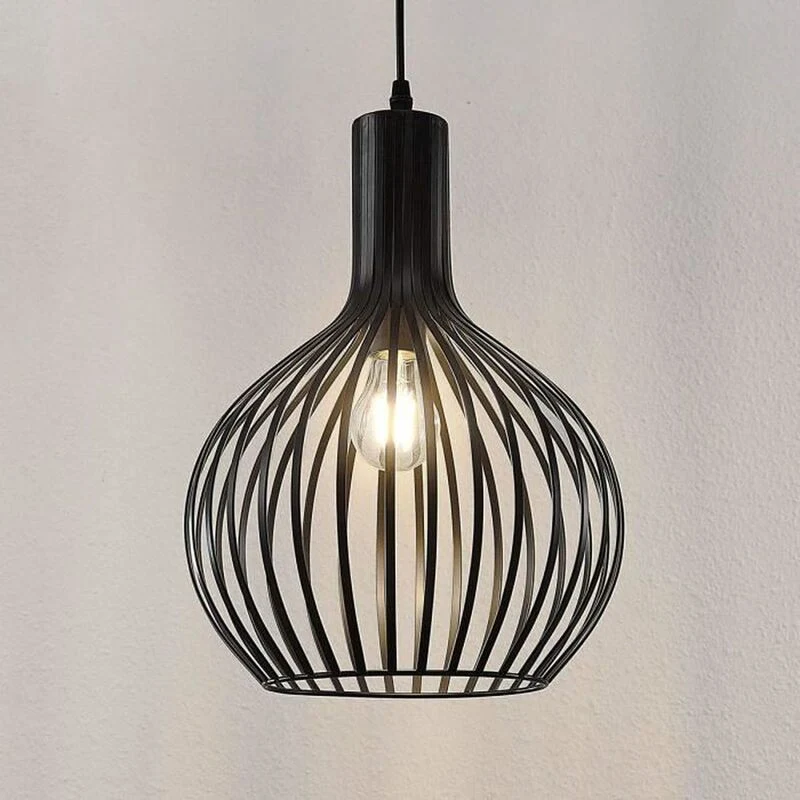 B-Ware Lampenwelt Käfig-Pendelleuchte Pendelleuchte Lampe Leuchte Anina schwarzem Metal