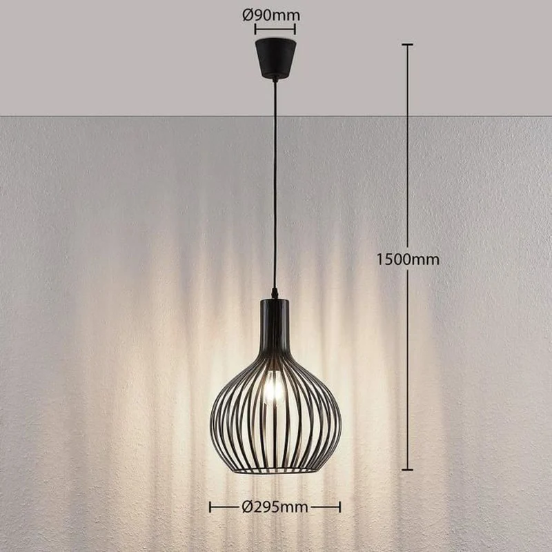 B-Ware Lampenwelt Käfig-Pendelleuchte Pendelleuchte Lampe Leuchte Anina schwarzem Metal