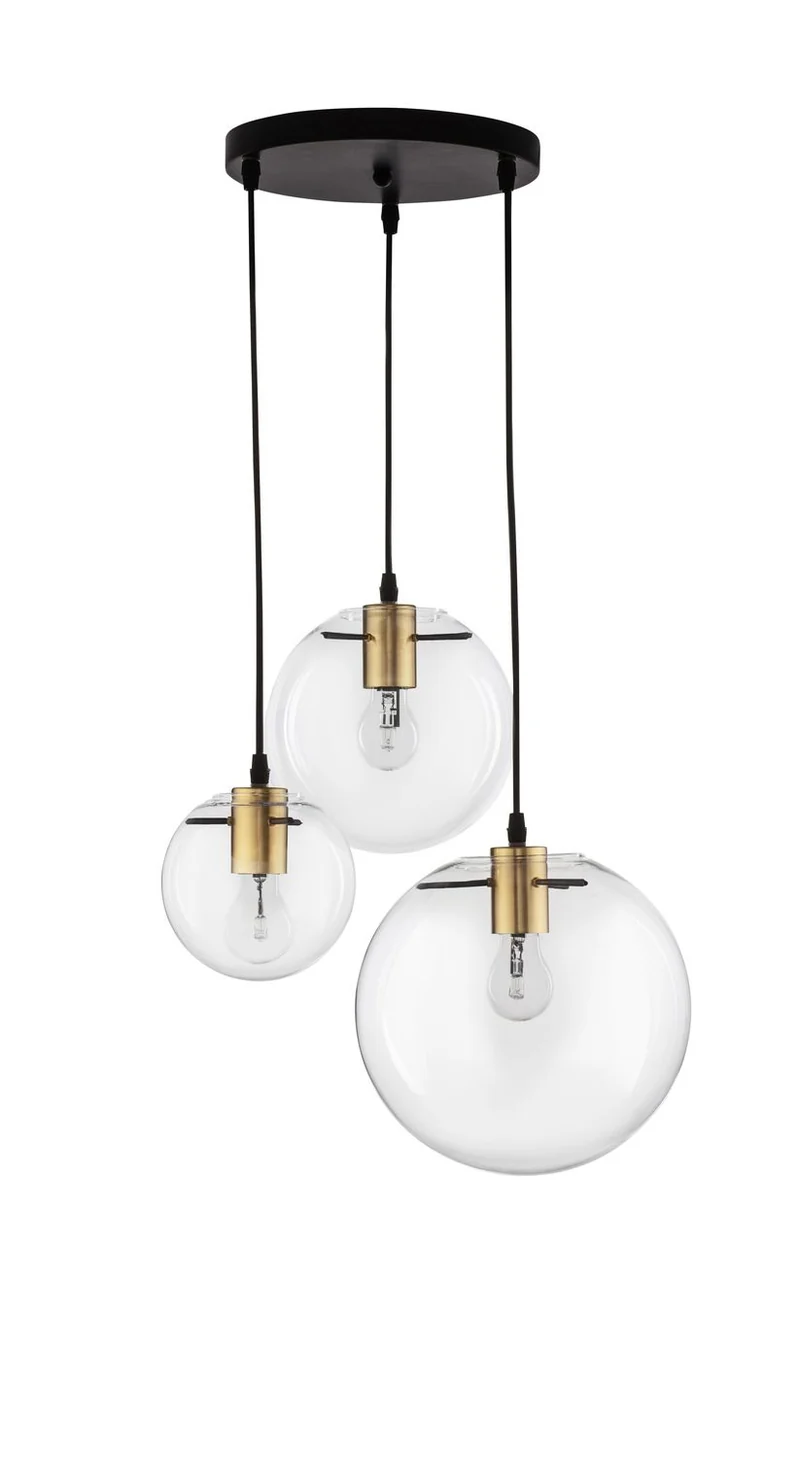 B-Ware Nova Luce Pendelleuchte Hängeleuchte MIRALE E27 LED Schwarz Glas Metall 3-flg