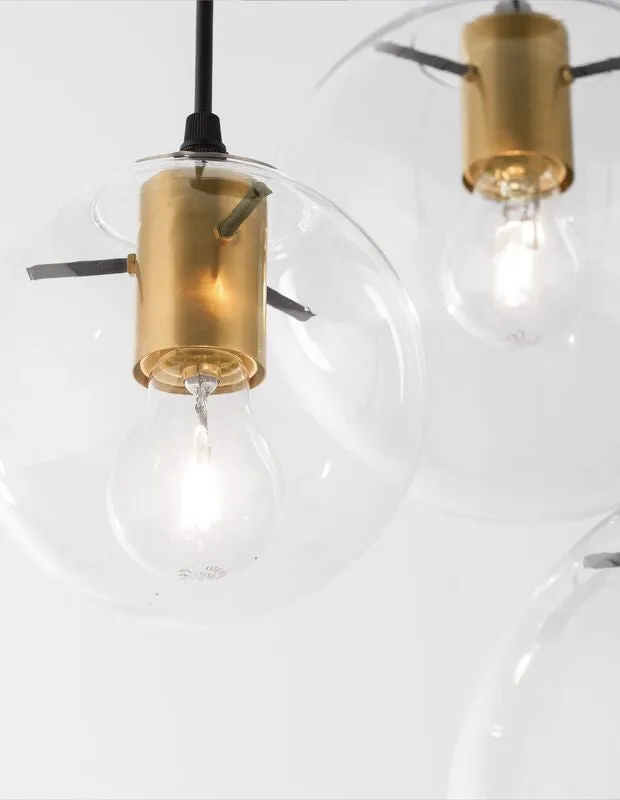 B-Ware Nova Luce Pendelleuchte Hängeleuchte MIRALE E27 LED Schwarz Glas Metall 3-flg