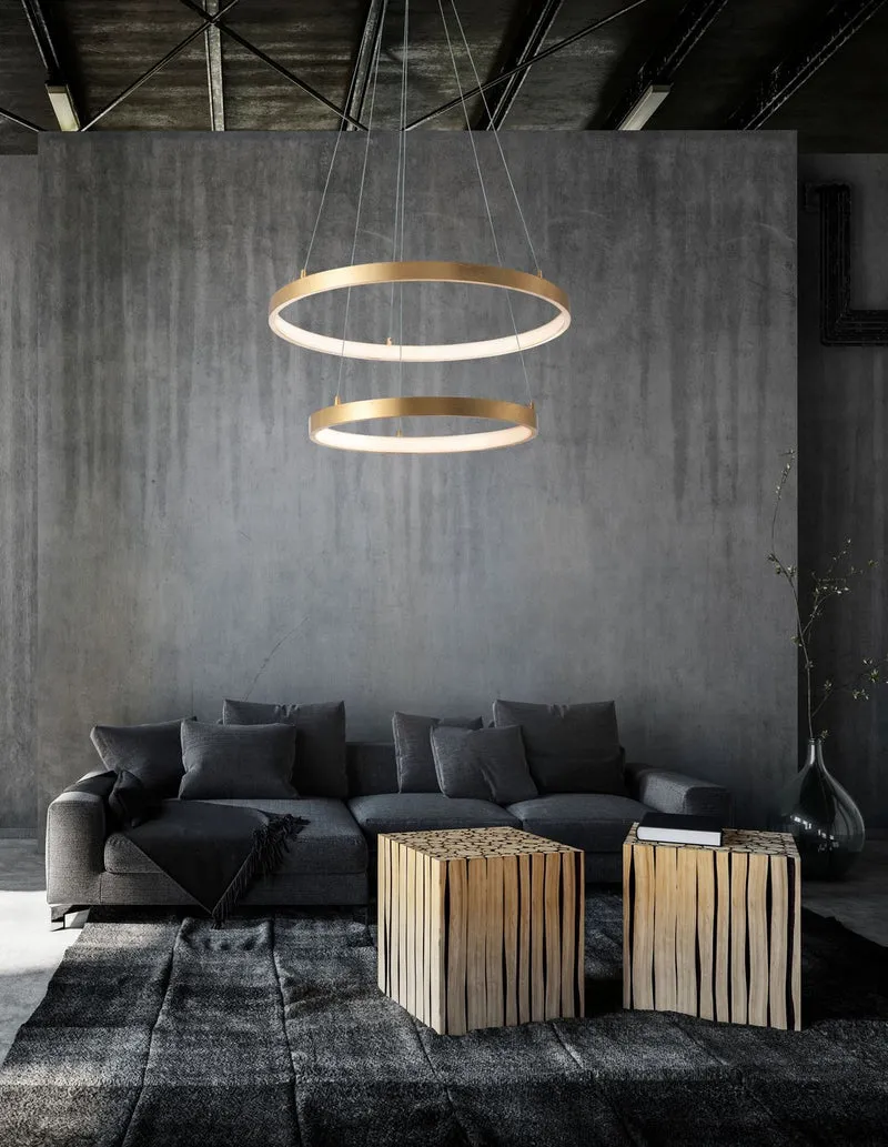 B-Ware Nova Luce Pendelleuchte Hängeleuchte Leon LED Blattgold Warmweiß Ø 60 cm 67 W