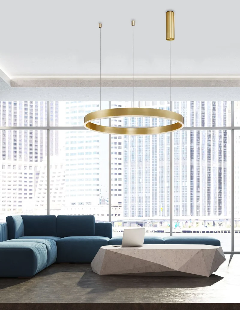B-Ware Nova Luce Pendelleuchte Hängeleuchte MOTIF LED Warmweiß Messing dimmbar 200x80cm